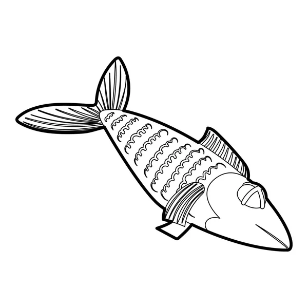 Fish icon, outline style — Stock Vector