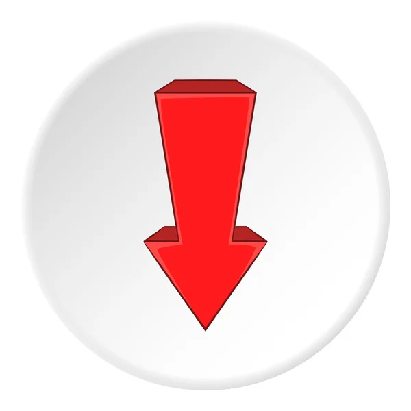 Icône flèche rouge vers le bas, style dessin animé — Image vectorielle
