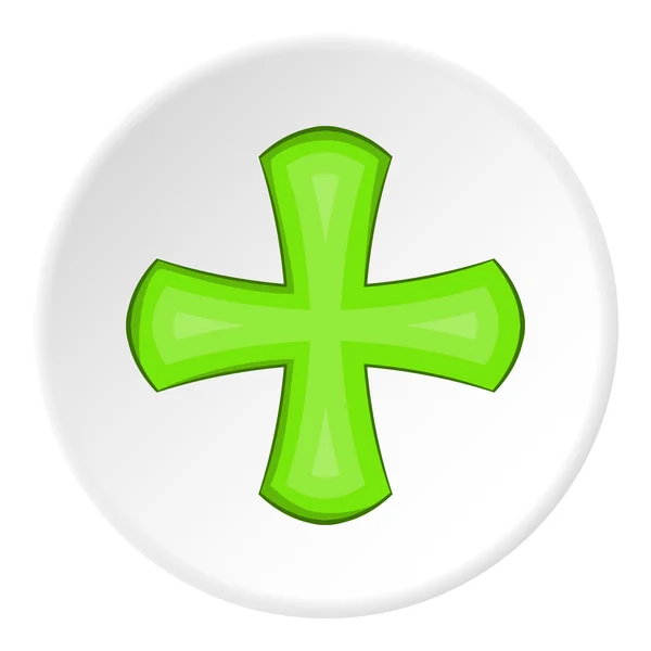 Green cross icon, cartoon style — Stock Vector