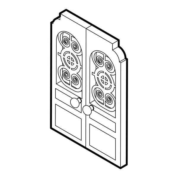 Icono de puertas dobles, estilo de contorno — Archivo Imágenes Vectoriales