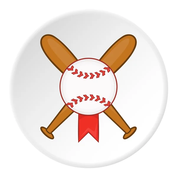 Бейсбольная бита и мяч икона, мультяшный стиль — стоковый вектор
