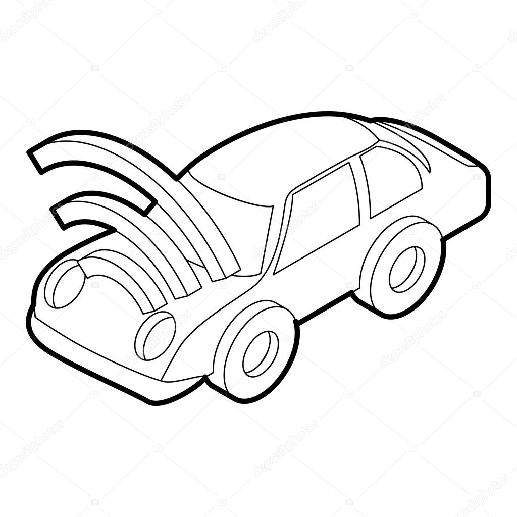 Wifi 記号アイコン アウトラインのスタイルと車 ストックベクター C Ylivdesign