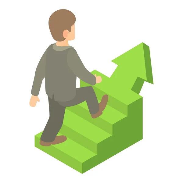 Businessman running up career ladder icon — Stock Vector