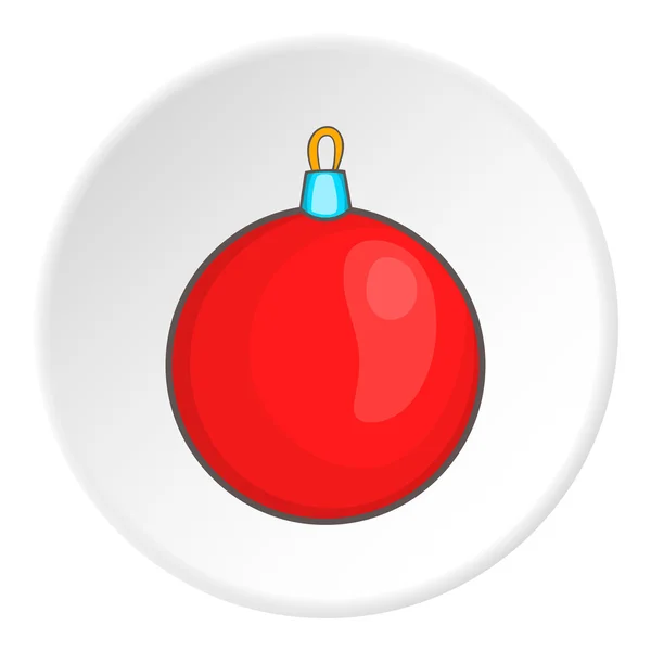 Bola roja para el icono del árbol de Navidad estilo de dibujos animados — Vector de stock