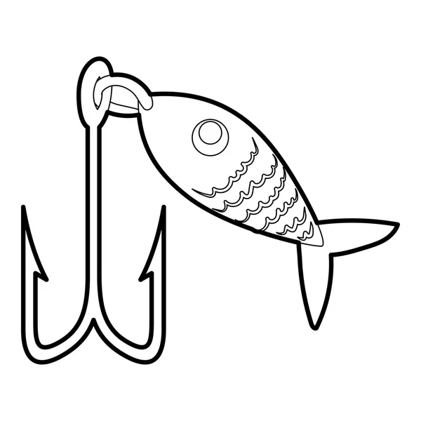 Icono de señuelo de pesca, estilo de esquema — Vector de stock