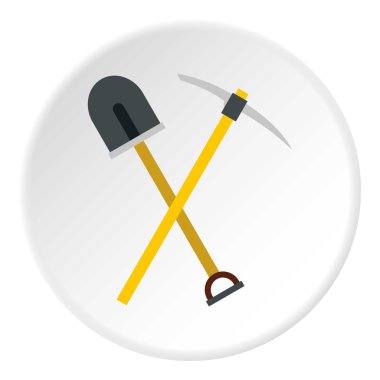 Kürek ve kazma simgesi, düz stil