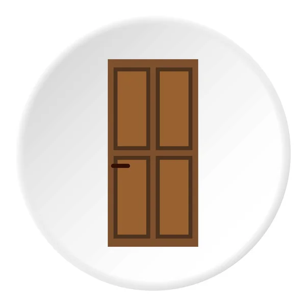 Значок коричневой входной двери, плоский стиль — стоковый вектор