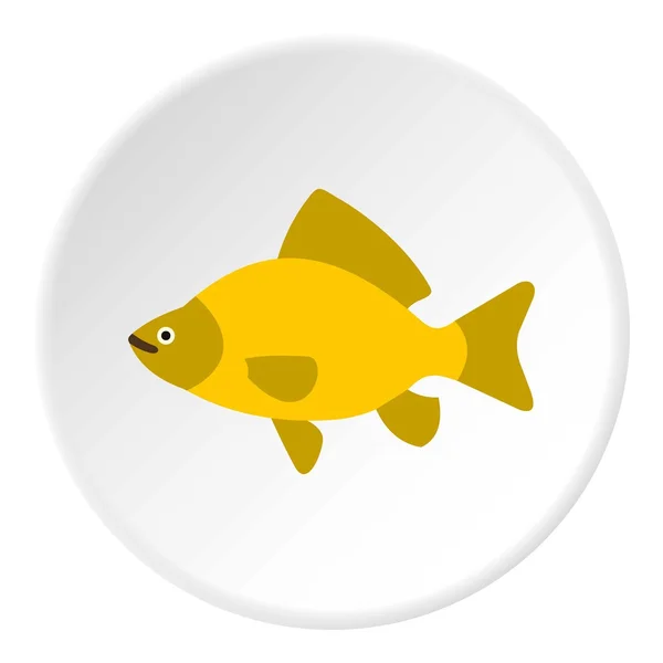 Yellow fish icon, flat style — Stock Vector