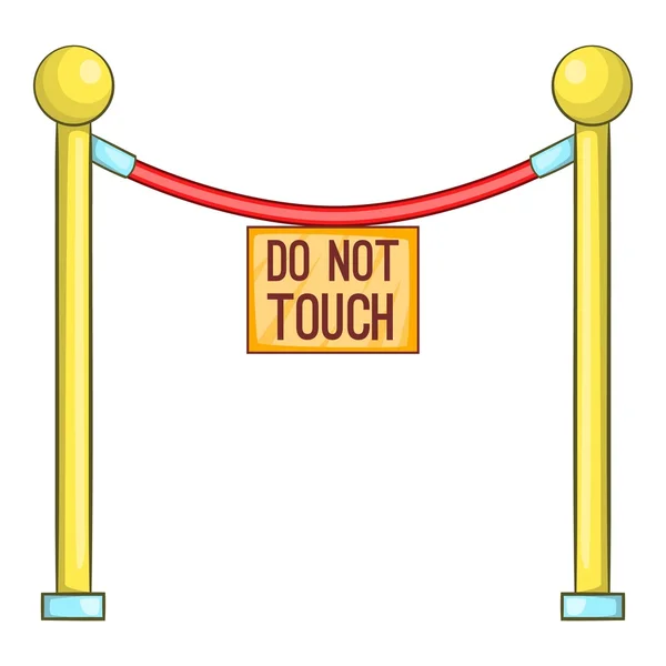 Red rope barrier with sign do not touch icon — Stock Vector
