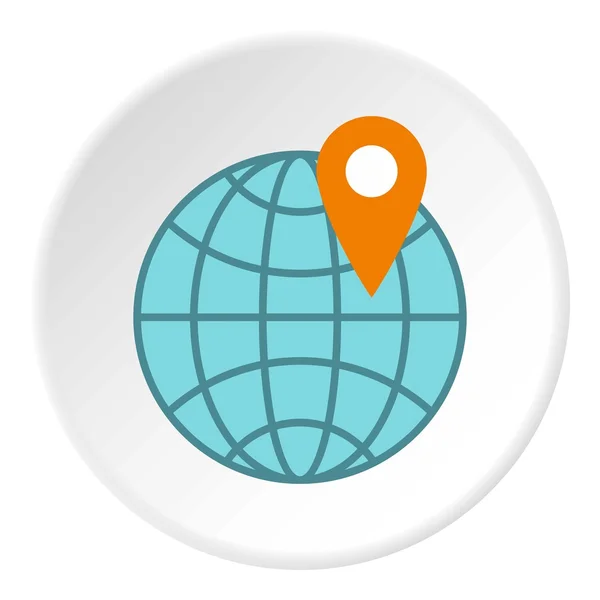 Icono de signo de planeta y GPS, estilo plano — Vector de stock