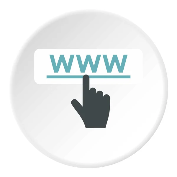 Hand pekar på Www ikon, platt stil — Stock vektor
