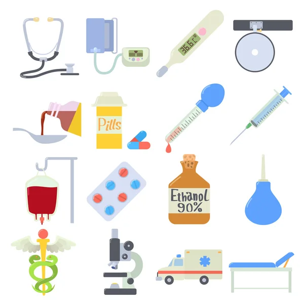 Ensemble d'icônes médicales, style plat — Image vectorielle