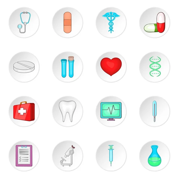 Conjunto de ícones de medicina, estilo cartoon —  Vetores de Stock