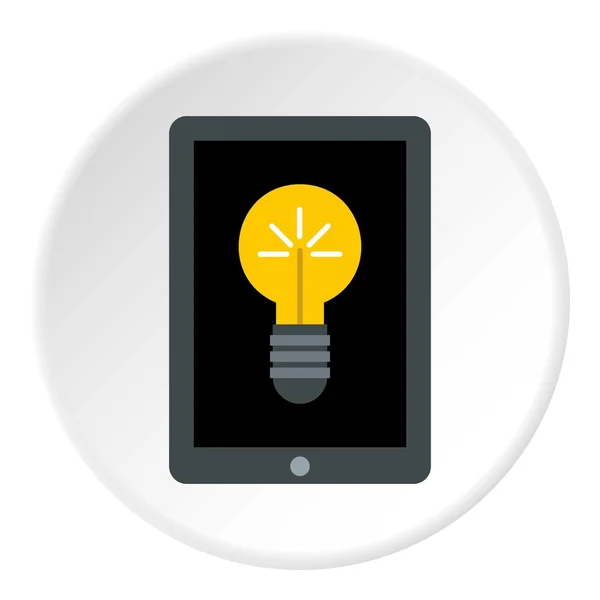 Tablet with light bulb icon, flat style — Stock Vector