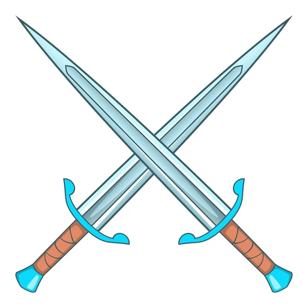 Icono de espadas cruzadas, estilo de dibujos animados — Vector de stock