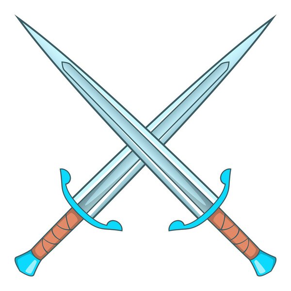 Crossed swords icon, cartoon style