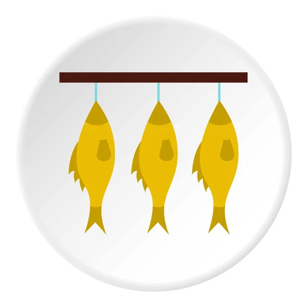 Icono de pescado ahumado, estilo plano — Vector de stock