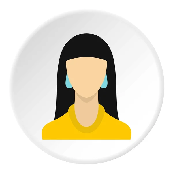 Chica joven con icono de avatar de pelo, estilo plano — Vector de stock