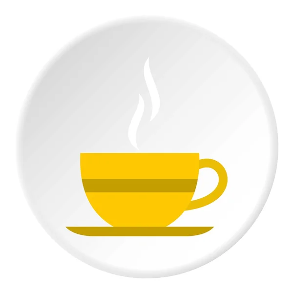 Gelbe Tasse Tee-Ikone, flacher Stil — Stockvektor
