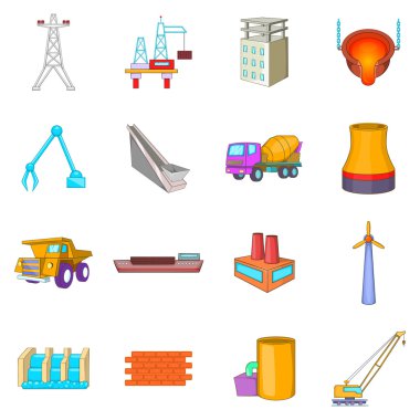 Sanayi Icons set, karikatür tarzı