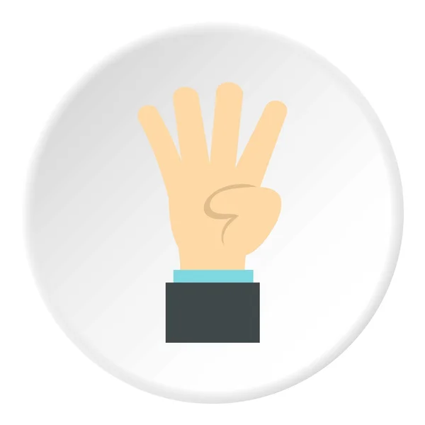 Hand gesture four fingers icon, flat style — Stock Vector