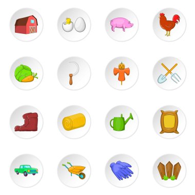 Icons set tarım, karikatür tarzı