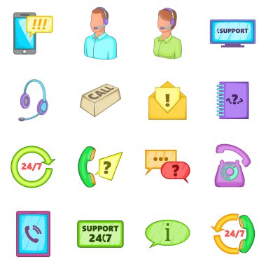 Çağrı Merkezi Icons set, karikatür tarzı