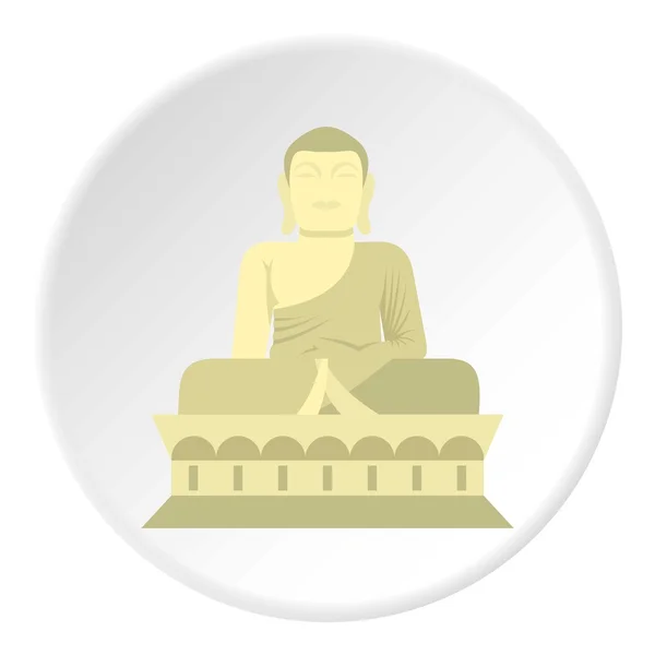 Sitting Buddha icon, flat style — Stock Vector