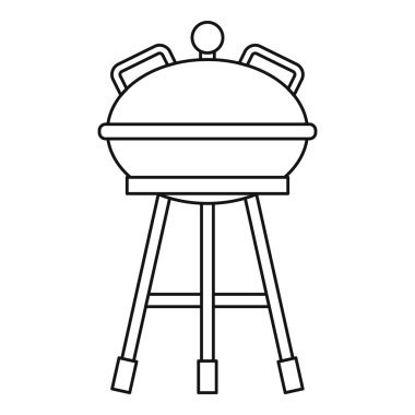 Kamp çaydanlığı Barbekü simgesi, anahat stili