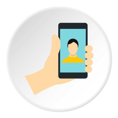 Yapma selfie simgesi, düz stil dostum