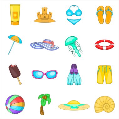 Deniz tur Icons set, karikatür tarzı