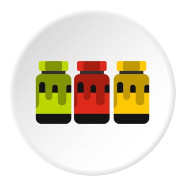 Üç renk guaj kavanoz simgesi, düz stil