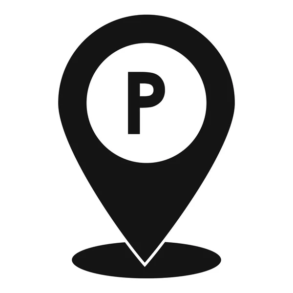 Mapa ponteiro com ícone de sinal de estacionamento —  Vetores de Stock