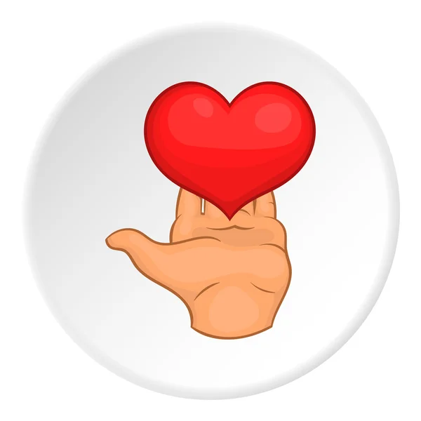 Heart on hand icon, flat style — Stock Vector