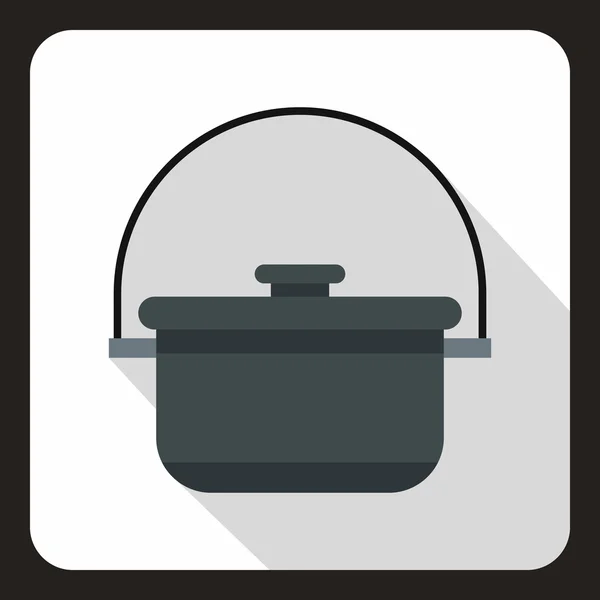 Cooking cauldron icon, flat style — Stock Vector