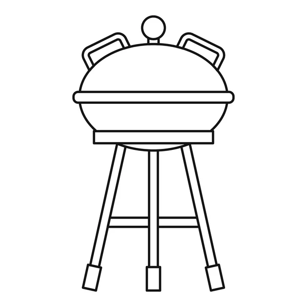 Camping waterkoker barbecue pictogram, Kaderstijl — Stockvector