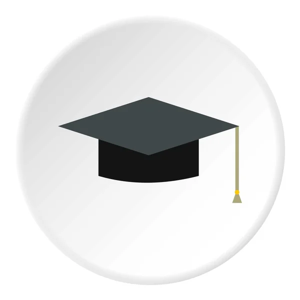 Hoed student pictogram, vlakke stijl — Stockvector