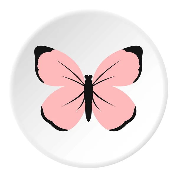 Χαριτωμένο ροζ πεταλούδα εικονίδιο, επίπεδη στυλ — Διανυσματικό Αρχείο