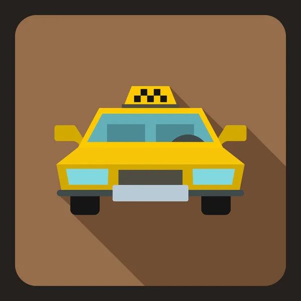 Icono amarillo coche taxi, estilo plano — Vector de stock