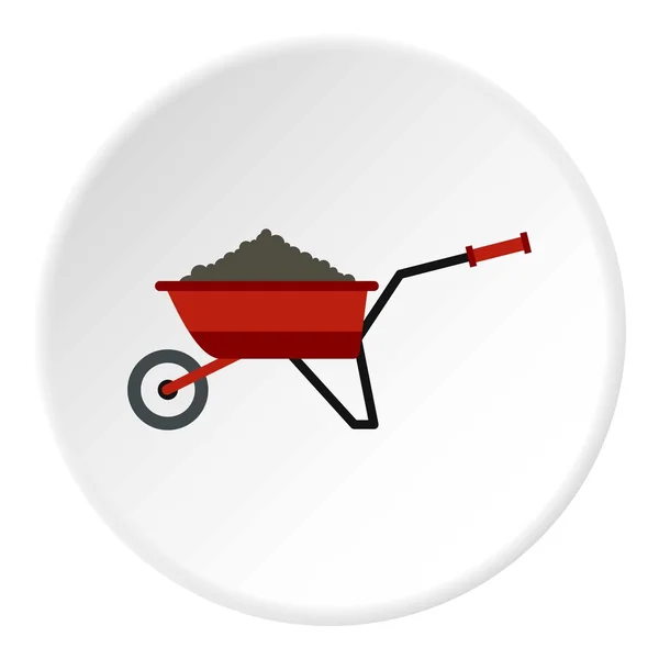 Brouette de jardin avec icône en terre, style plat — Image vectorielle