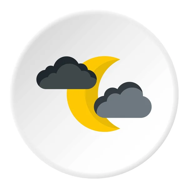 Luna creciente y nubes icono, estilo plano — Vector de stock