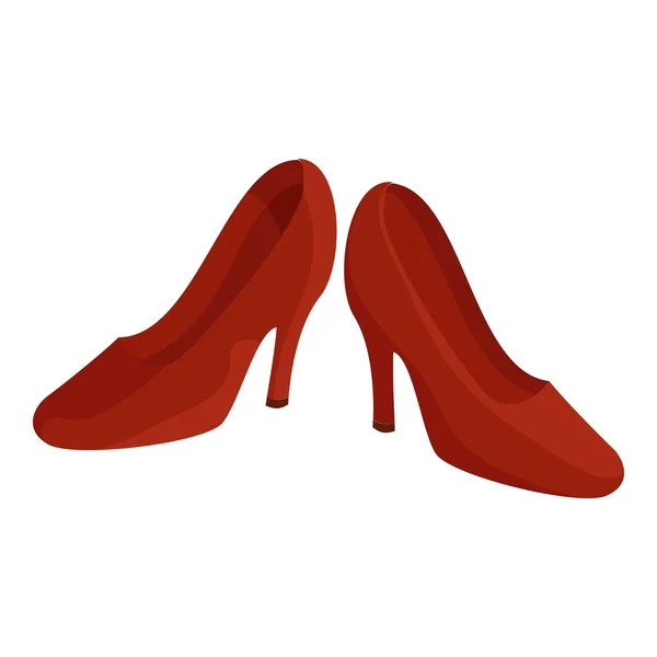 Rouge icône des chaussures féminines, style dessin animé — Image vectorielle