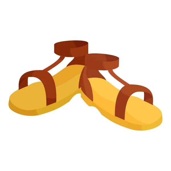 Pair of brown sandals icon, cartoon style — Stock Vector