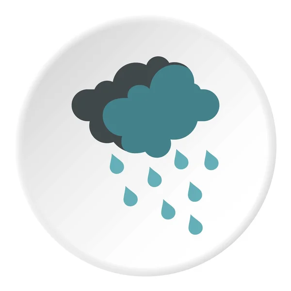 Облако с иконой дождя, плоский стиль — стоковый вектор
