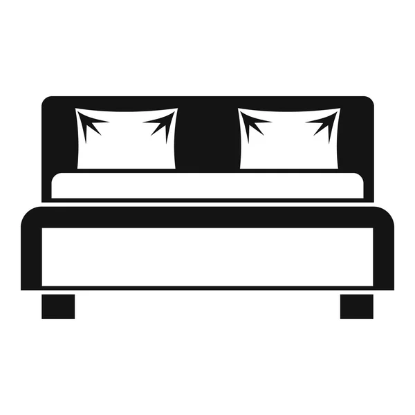 Double bed icon, simple style — Stock Vector