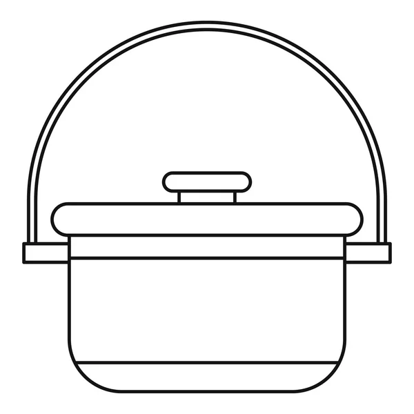 Cauldron with lid icon, outline style — Stock Vector