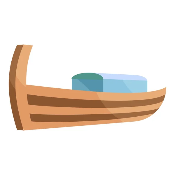 Icône bateau en bois, style dessin animé — Image vectorielle