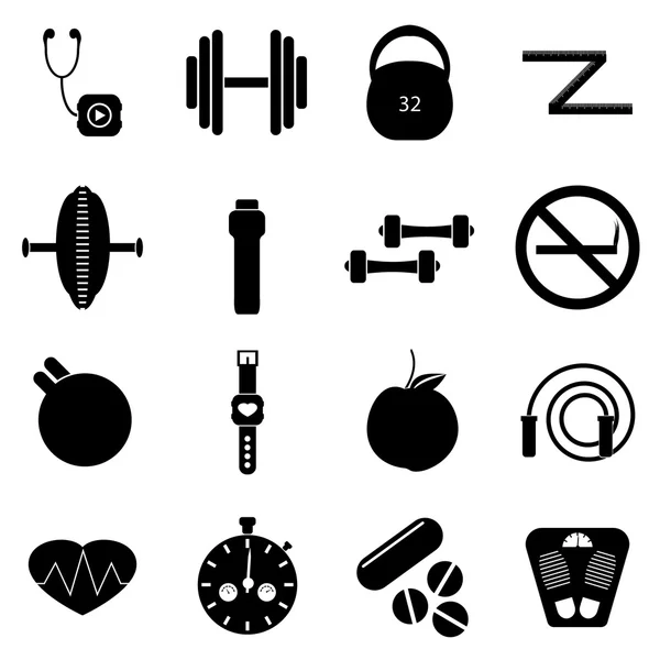 Conjunto de iconos de fitness, estilo simple — Archivo Imágenes Vectoriales