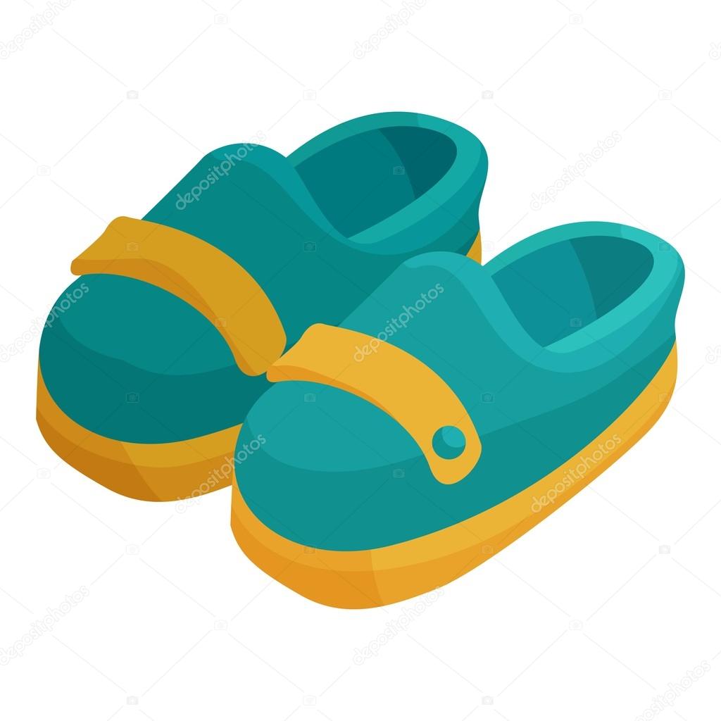 Pair of blue moccasins icon, cartoon style