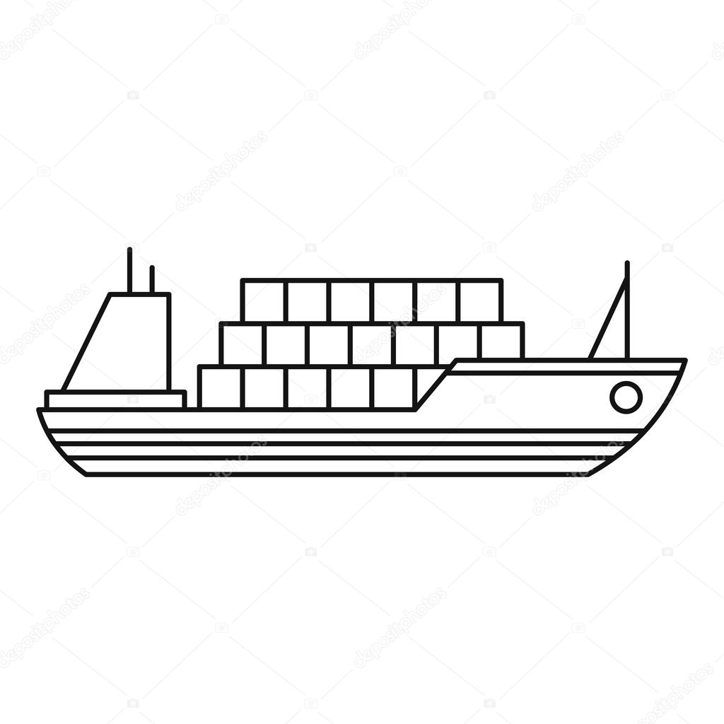 Ship with cargo icon, outline style